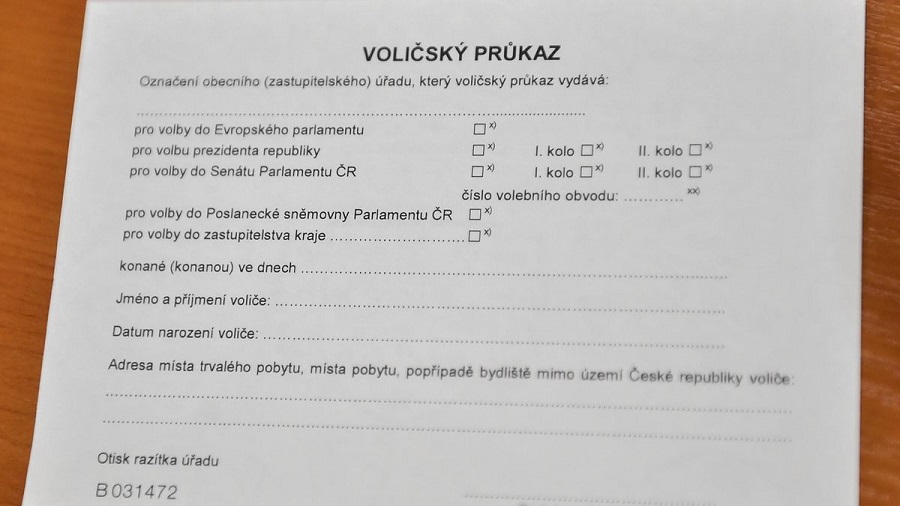 Krajské volby 2024 - voličský průkaz